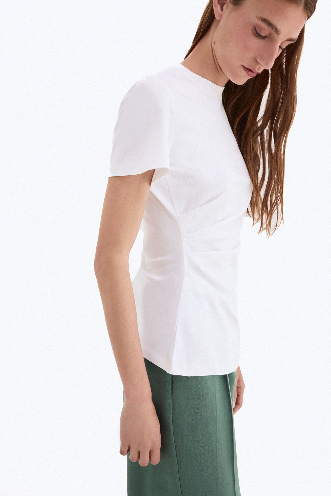 Pedro del Hierro Irregular hem draped short sleeve T-shirt