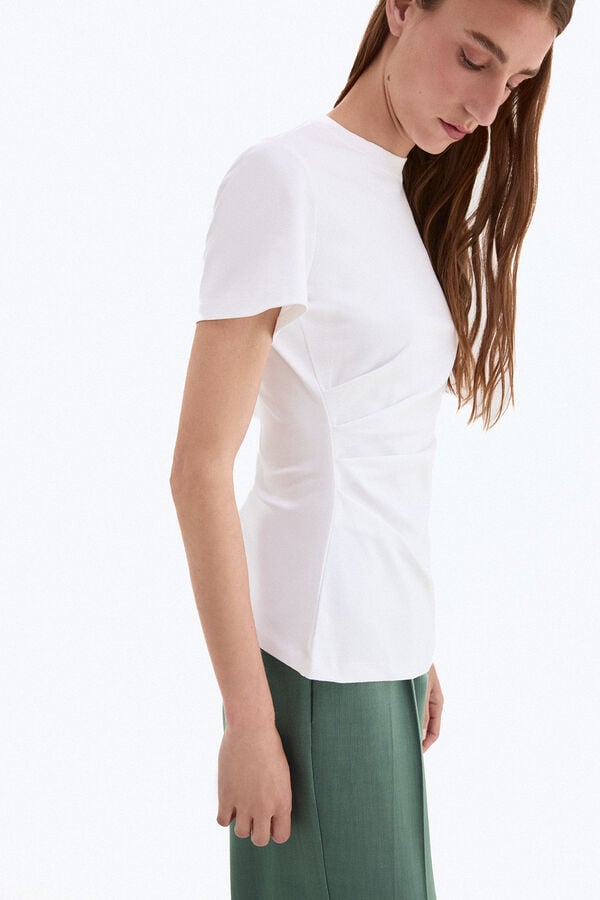 Pedro del Hierro Irregular hem draped short sleeve T-shirt White