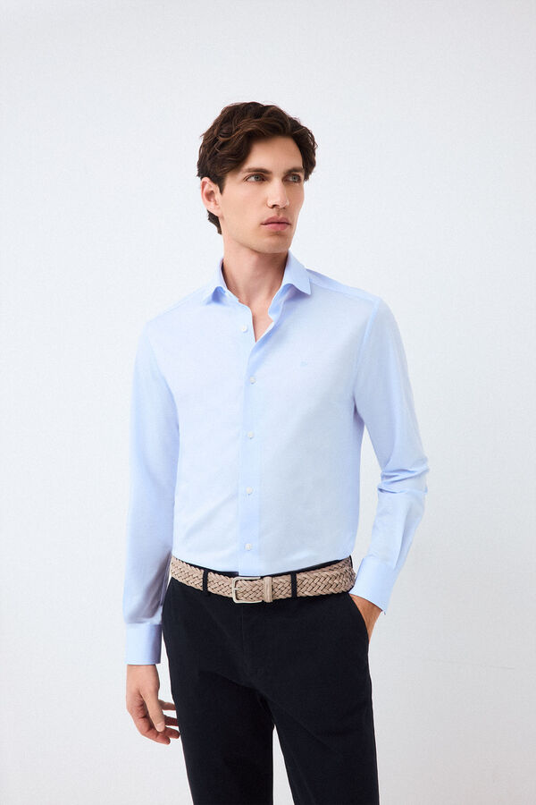 Pedro del Hierro Plain jersey-knit shirt Blue