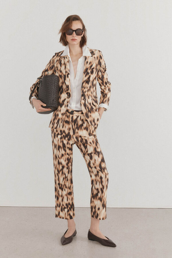Pedro del Hierro Print crop flare pants Brown