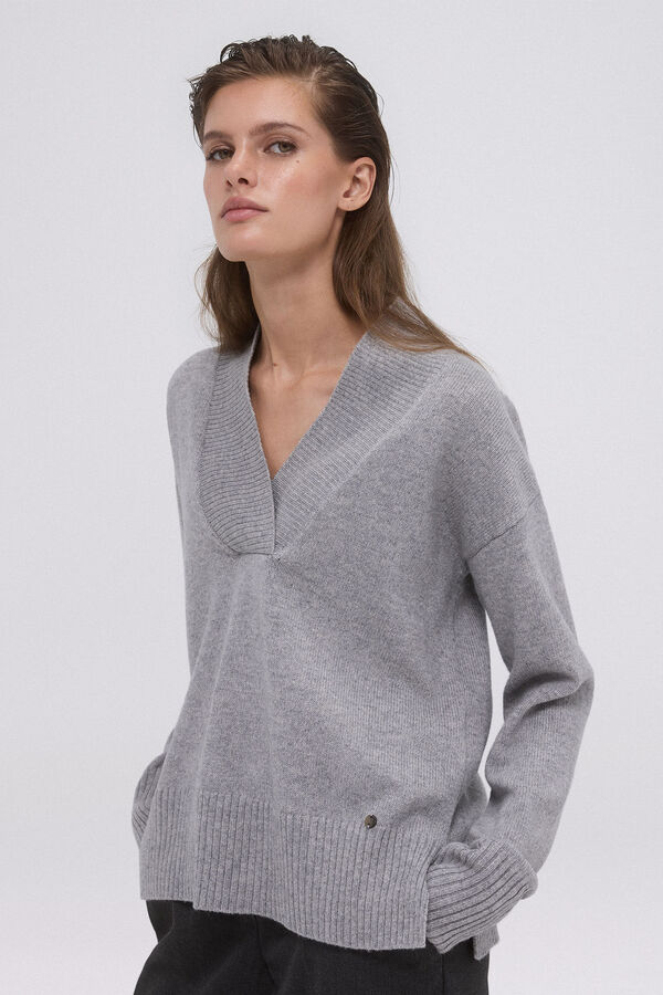 Pedro del Hierro Basic V sweater Grey