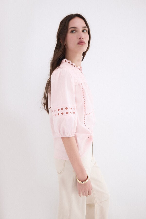 Pedro del Hierro Blusa rom&aacute;ntica calados Rosa