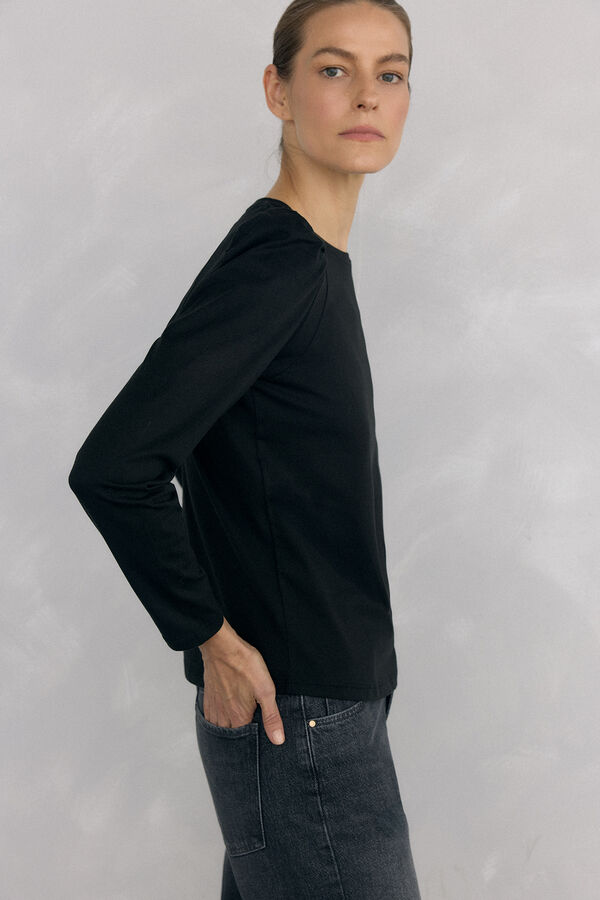 Pedro del Hierro Camiseta básica frunce Black