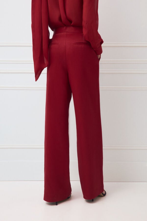 TFP by Tamara Falc&oacute; Red satin-finish trousers Red