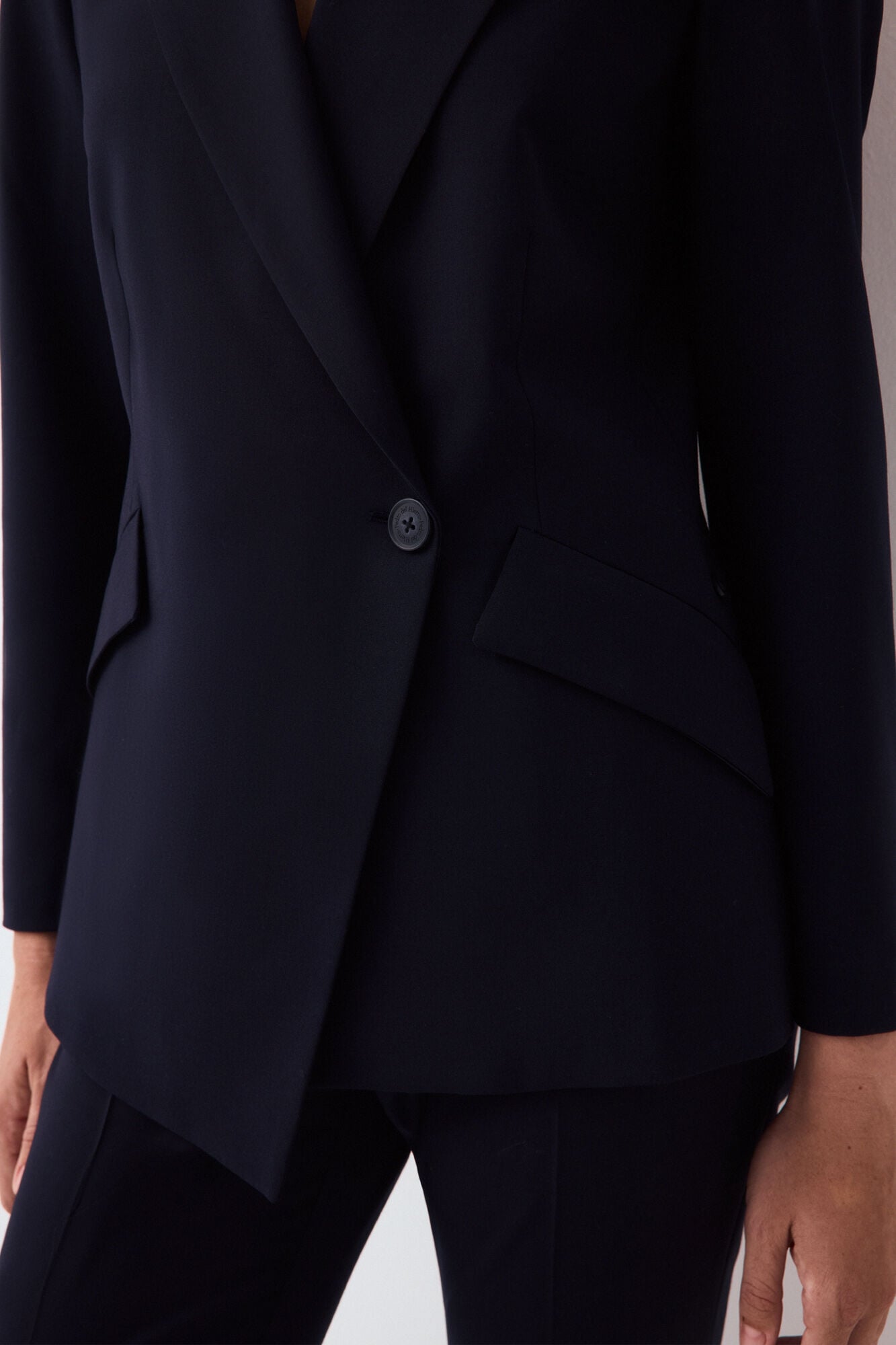 Pedro del Hierro Navy asymmetric blazer