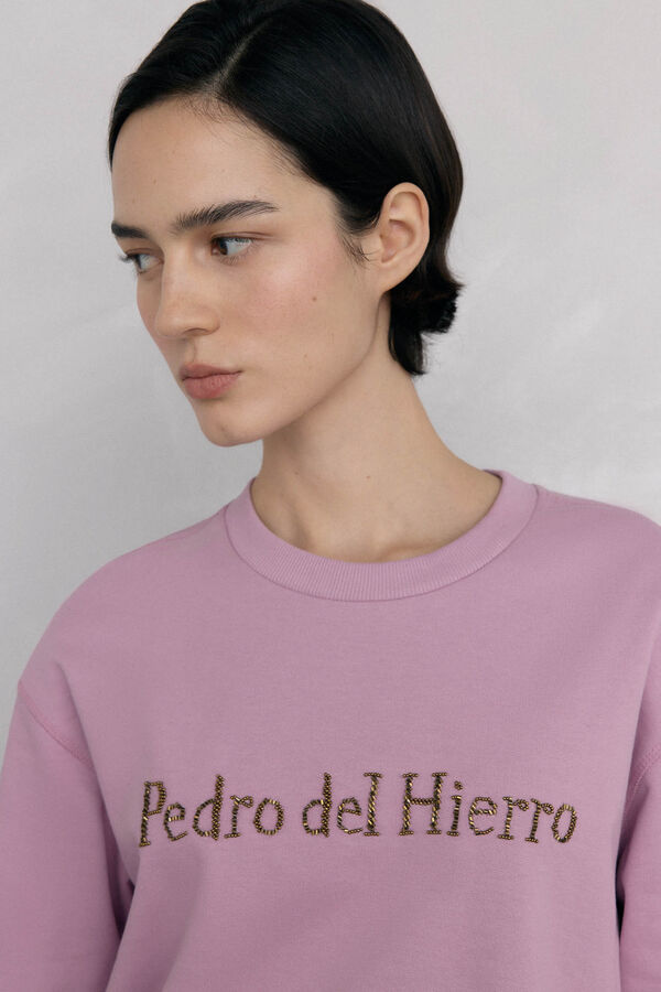 Pedro del Hierro Rhinestone logo sweatshirt Purple