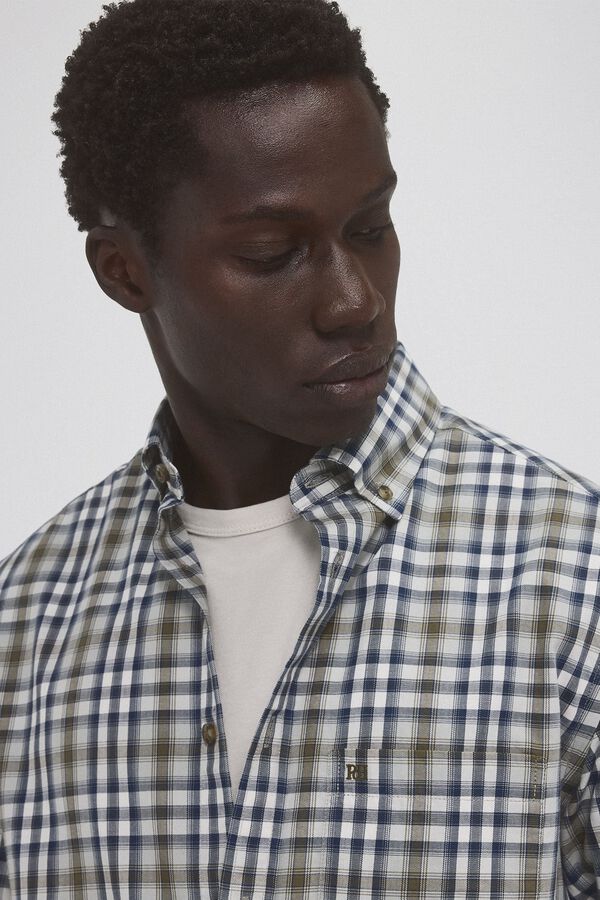 Pedro del Hierro Checked twill shirt Green