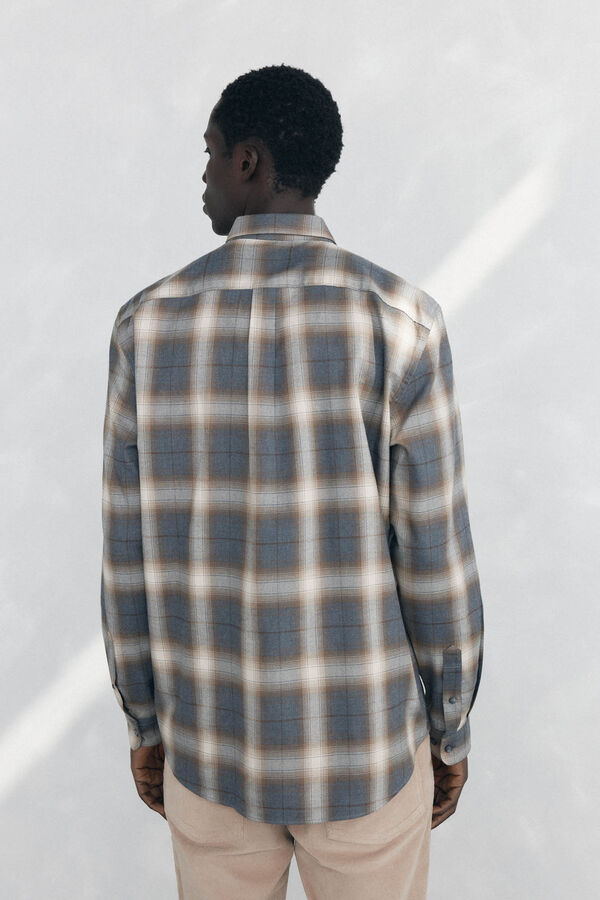 Pedro del Hierro Tencel plaid shirt Grey