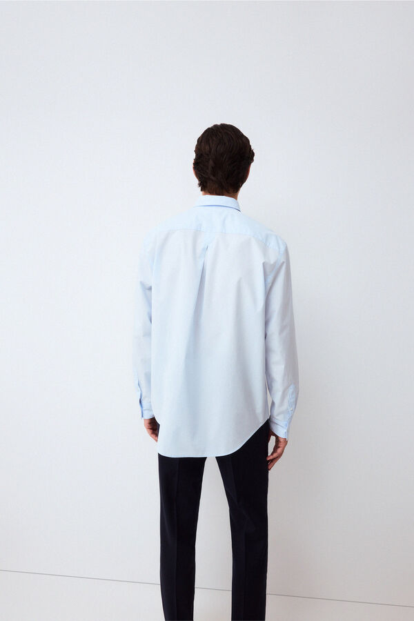 Pedro del Hierro Camisa lisa em popelina relax fit Azul