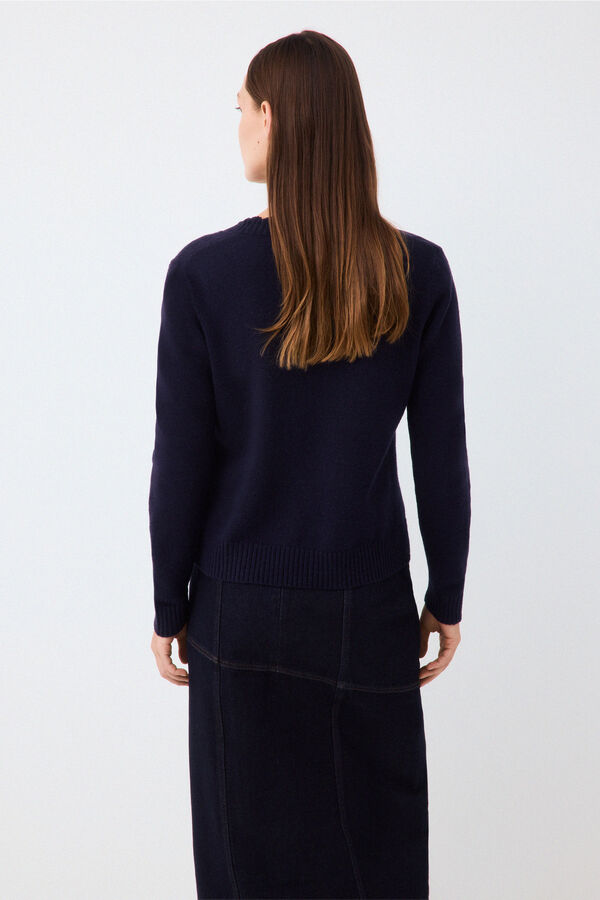 Pedro del Hierro Crochet detail V-neck jumper Blue