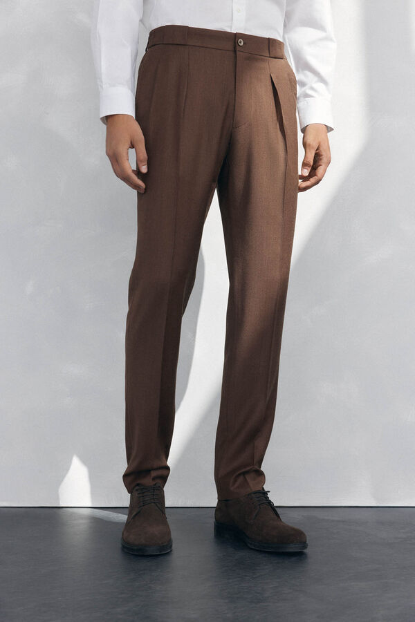 Pedro del Hierro Regular fit darted chino trousers Brown