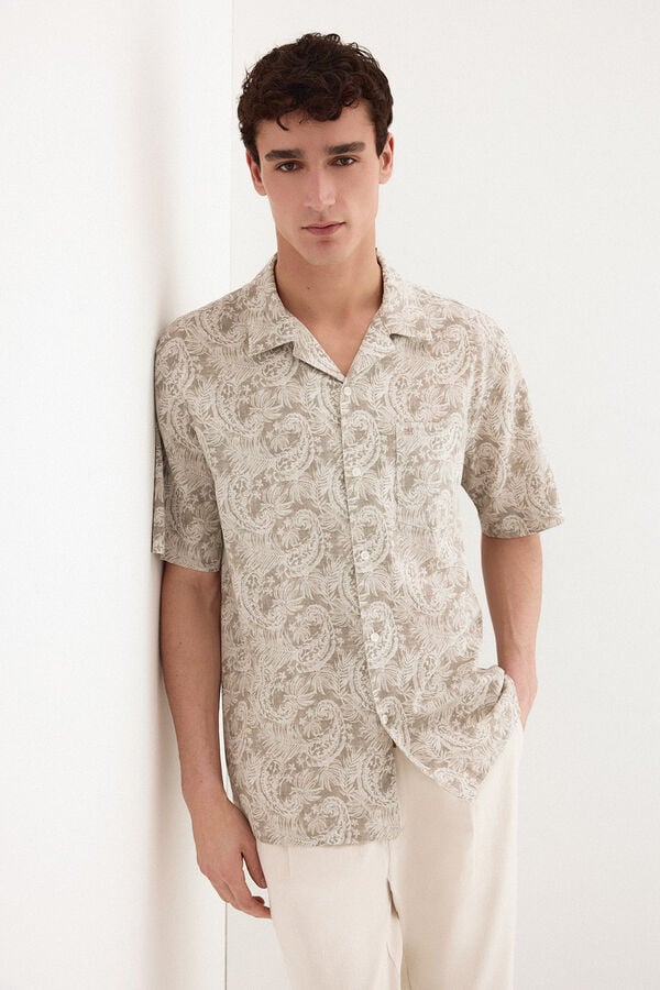 Pedro del Hierro Printed short sleeve shirt Beige