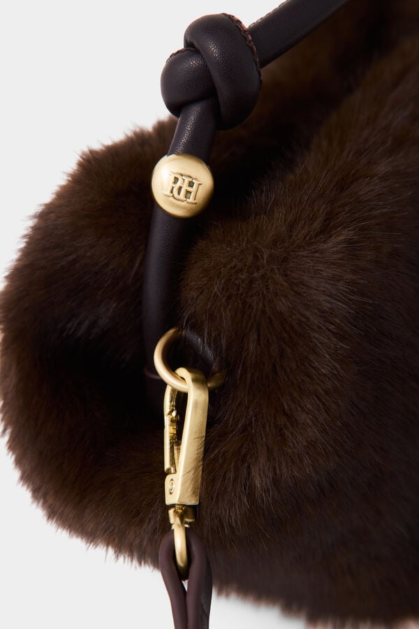 Pedro del Hierro Multiway faux fur mini handbag Ecru