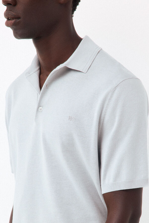 Pedro del Hierro Cotton premium knit polo shirt Grey