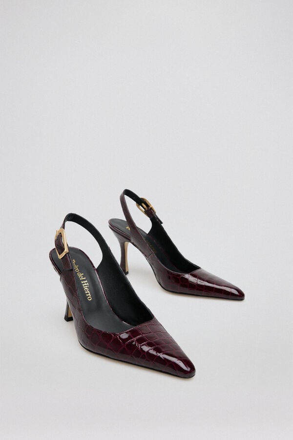 Pedro del Hierro Crocodile slingback heel shoe Purple