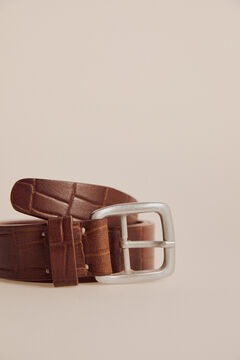 Pedro del Hierro Embossed leather belt Brown