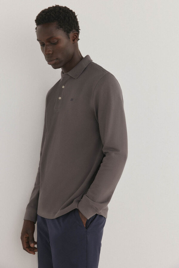 Pedro del Hierro Essential long-sleeved polo shirt Grey