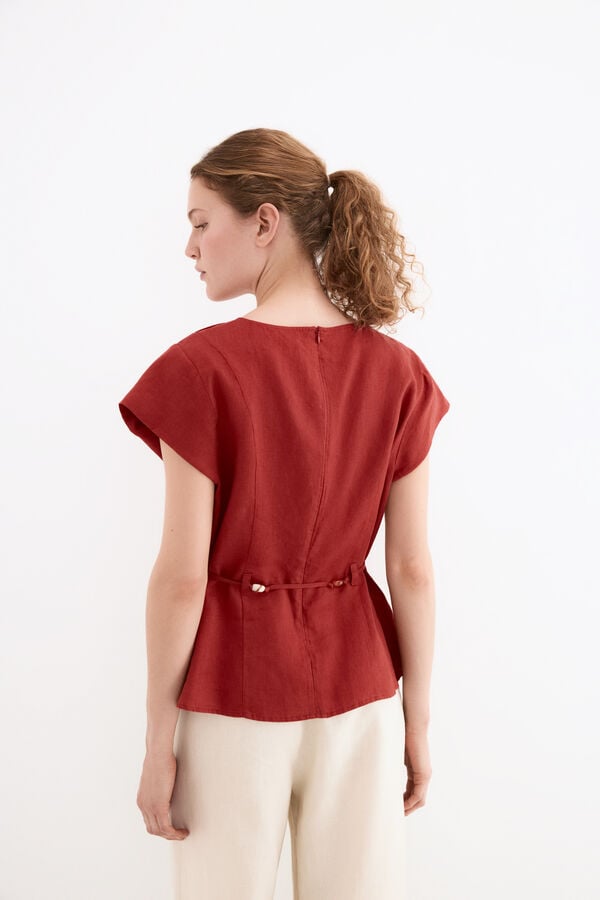 Pedro del Hierro Linen belted top Orange