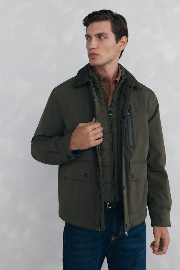 Pedro del Hierro Jacket with wool neck Green