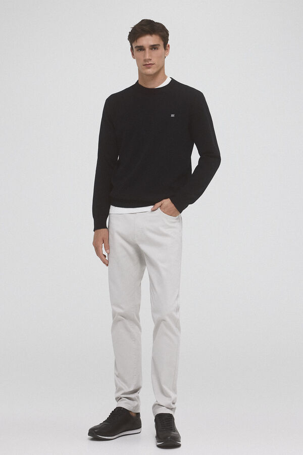 Pedro del Hierro Cotton/silk/cashmere round neck jumper Black