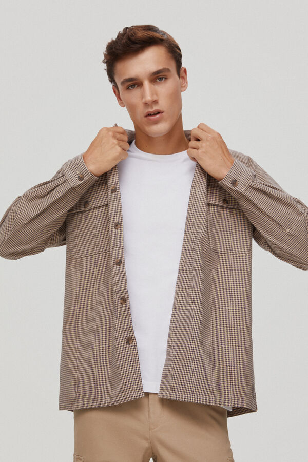 Pedro del Hierro Sobrecamisa en tejido de cuadros Marr&oacute;n