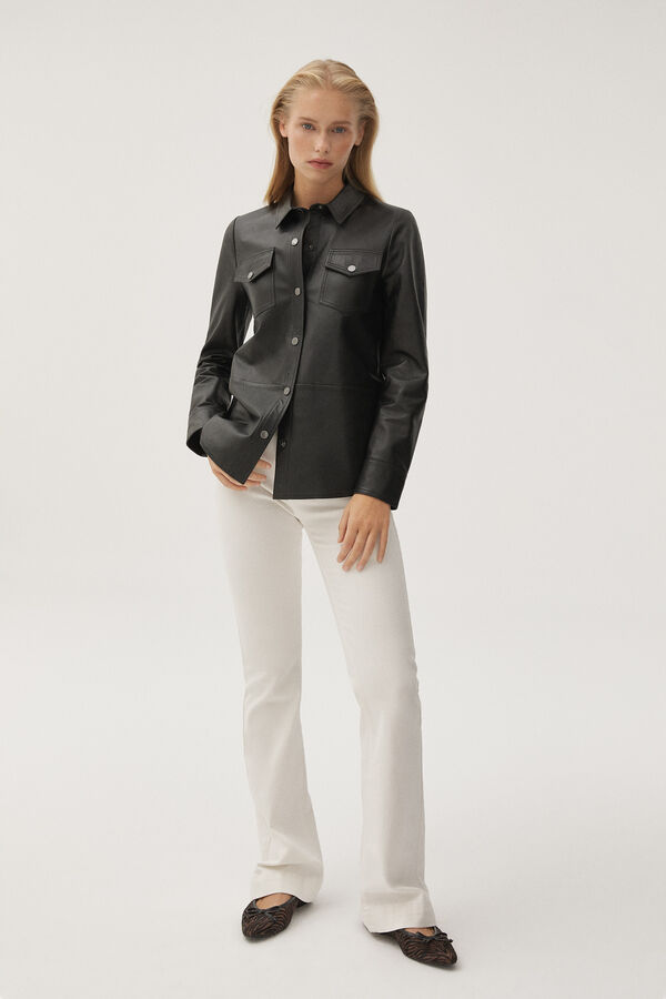 Pedro del Hierro Nappa leather shirt Black