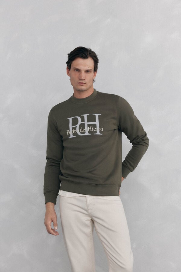 Pedro del Hierro Sweatshirt logo gola caixa Verde