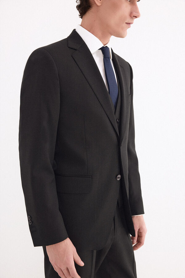 Pedro del Hierro Plain bi-stretch tailored blazer Grey