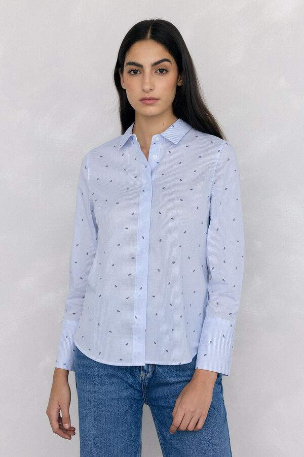 Pedro del Hierro Easy iron striped basic shirt Blue