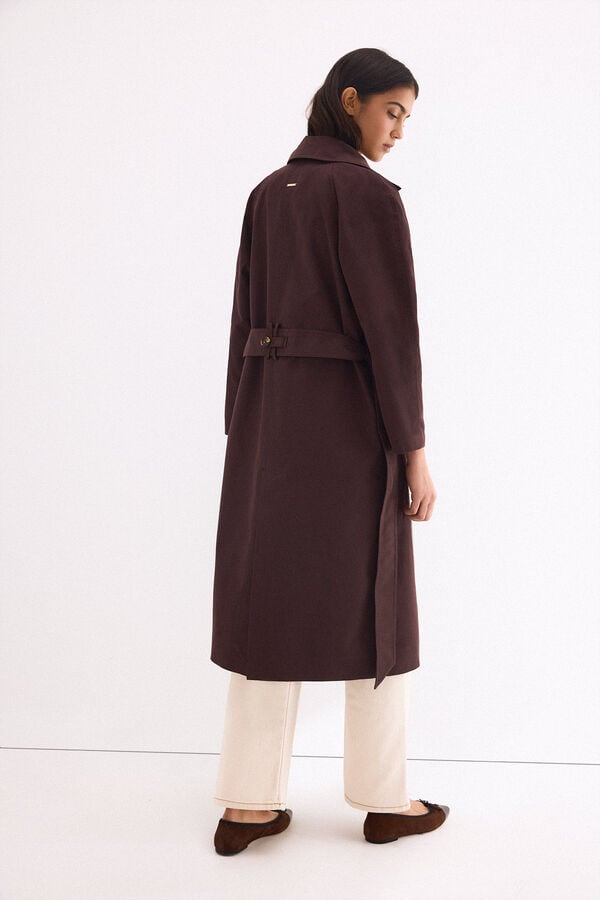 Pedro del Hierro Long plain trench coat Brown