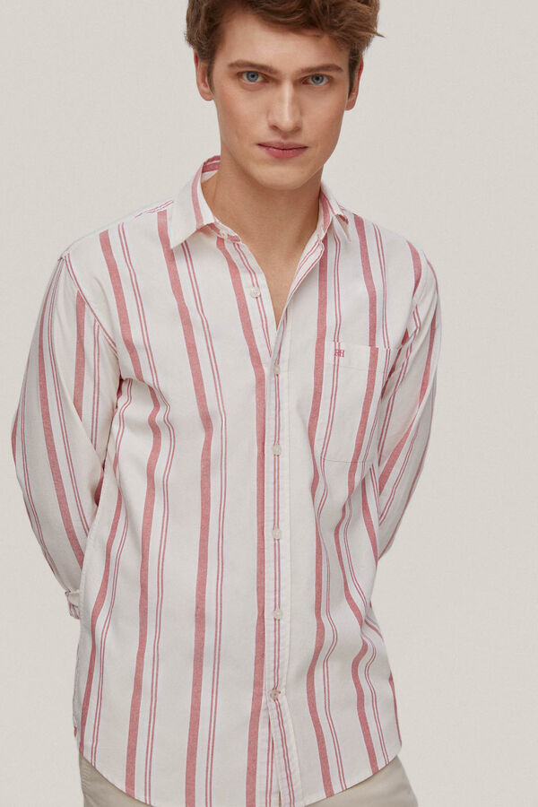 Pedro del Hierro Striped Oxford shirt Pink