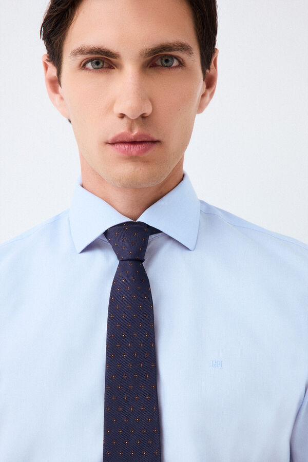 Pedro del Hierro Non-iron + anti-stain structure dress shirt Blue