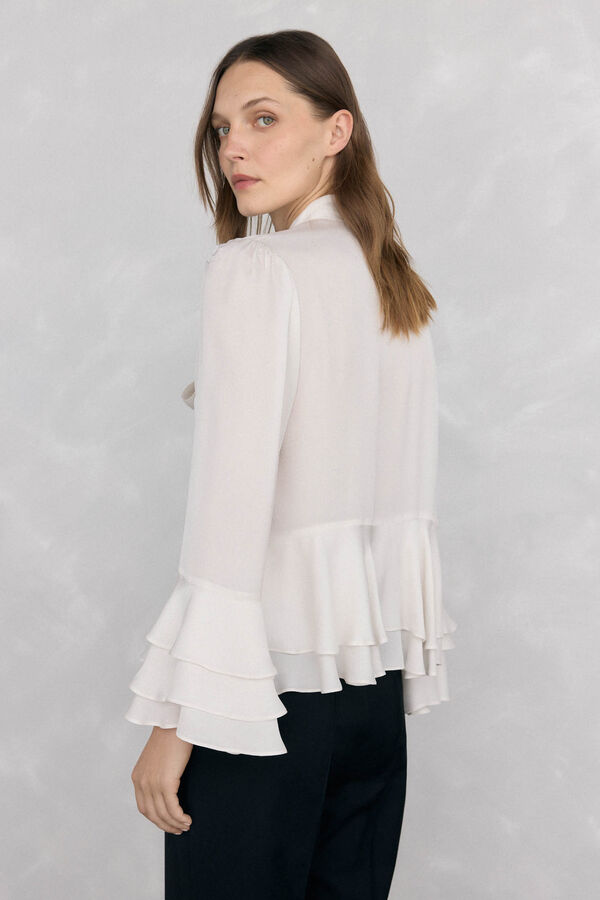 Pedro del Hierro Ruffled blouse with bow Ecru