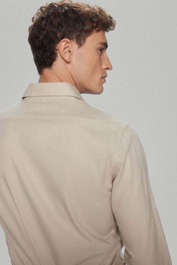 Pedro del Hierro Textured cashmere touch shirt Beige
