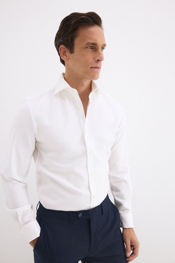 Pedro del Hierro Plain slim fit non-iron stain-resistant French cuff shirt White