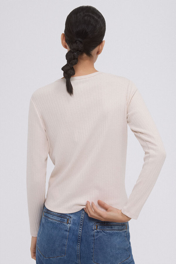 Pedro del Hierro Long sleeve ribbed t-shirt Beige