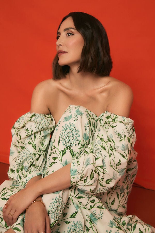 TFP by Tamara Falcó Vestido decote caicai estampado Turquesa