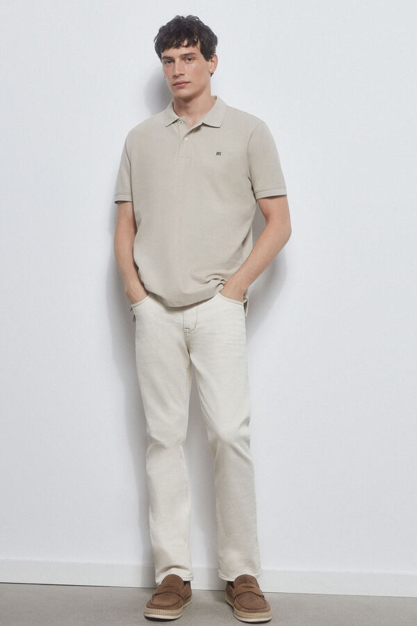 Pedro del Hierro Basic polo shirt with embroidered logo Beige