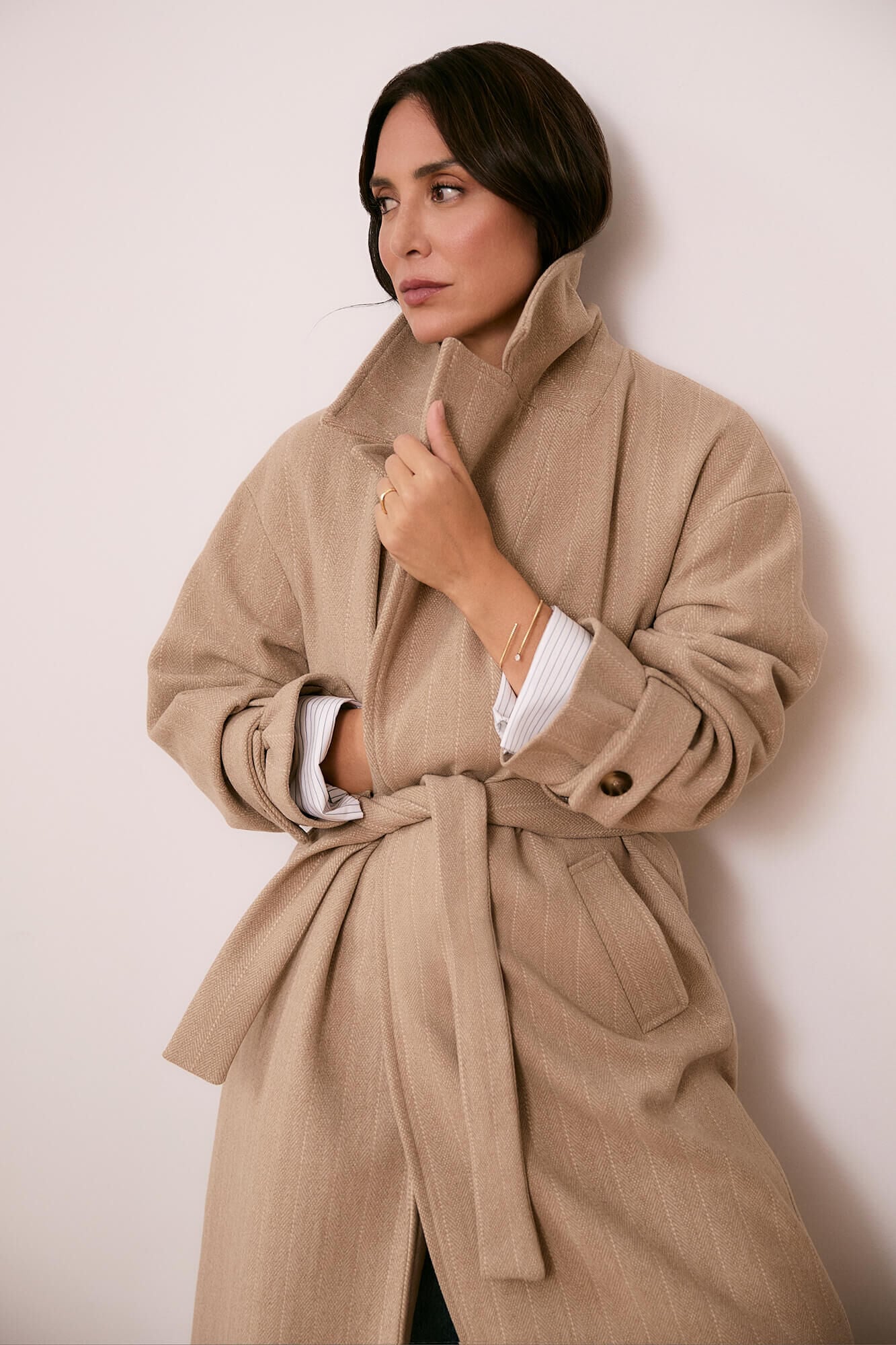TFP by Tamara Falc&oacute; Sobretudo comprido risca de giz