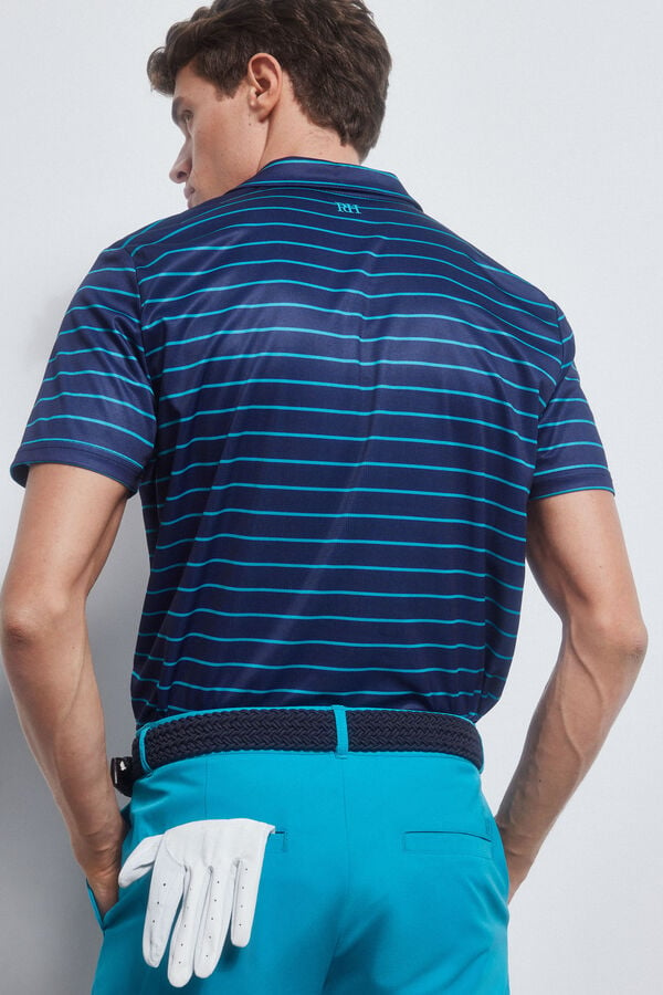 Pedro del Hierro GOLF striped technical polo shirt Blue