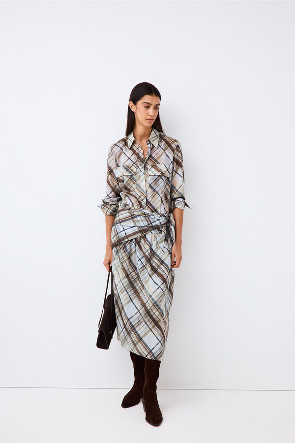 Pedro del Hierro Printed plaid shirt Blue
