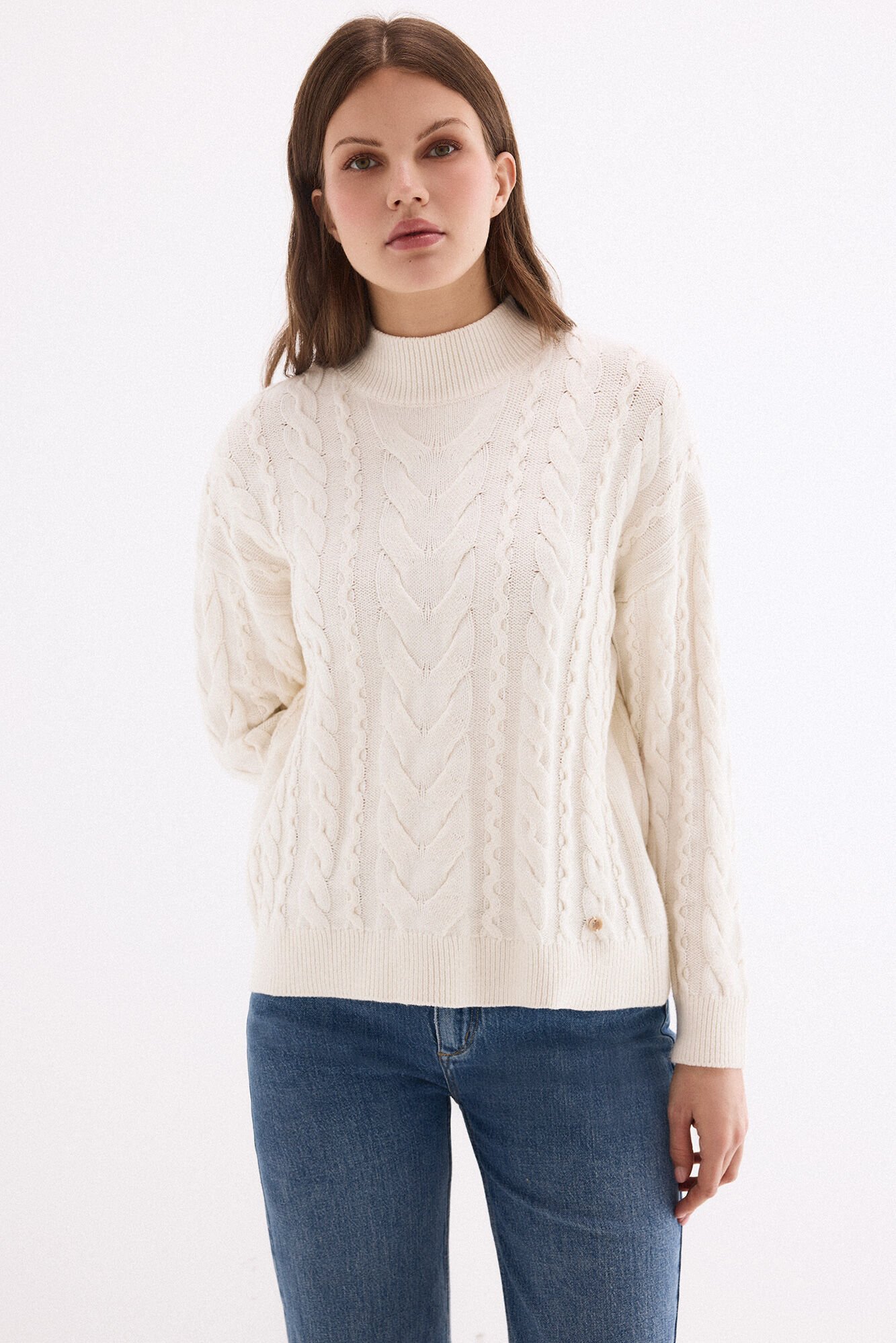 Pedro del Hierro Cross-knit roll neck jumper