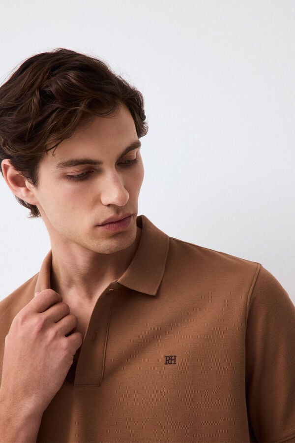Pedro del Hierro Piqu&eacute; basic polo shirt Brown