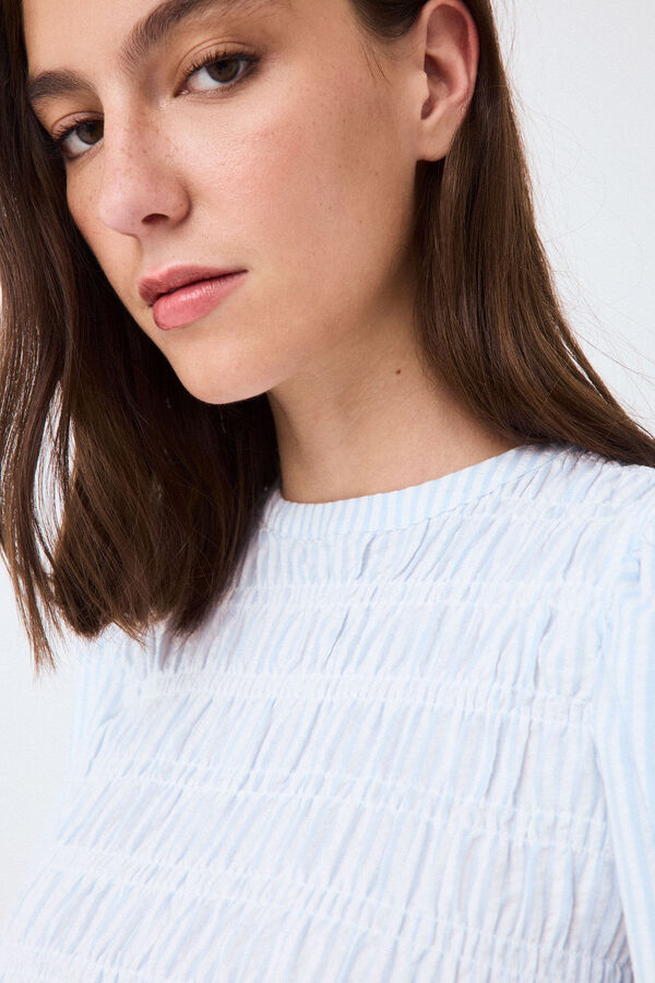 Pedro del Hierro Striped elasticated blouse Blue
