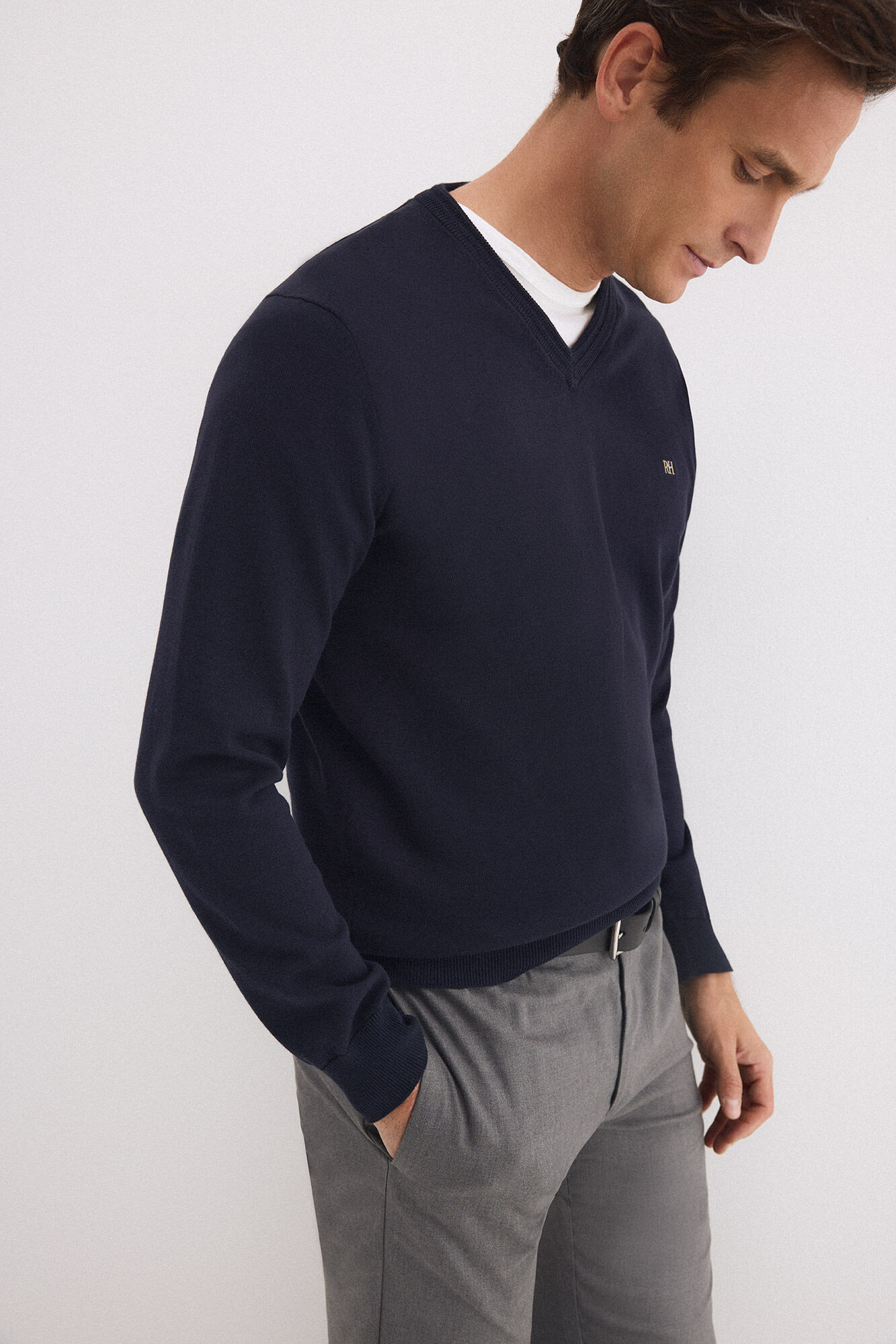 Pedro del Hierro Jersey punto algod&oacute;n premium cuello pico