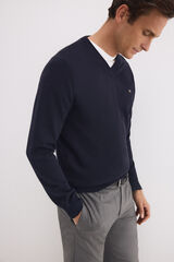 Pedro del Hierro Jersey punto algod&oacute;n premium cuello pico Azul