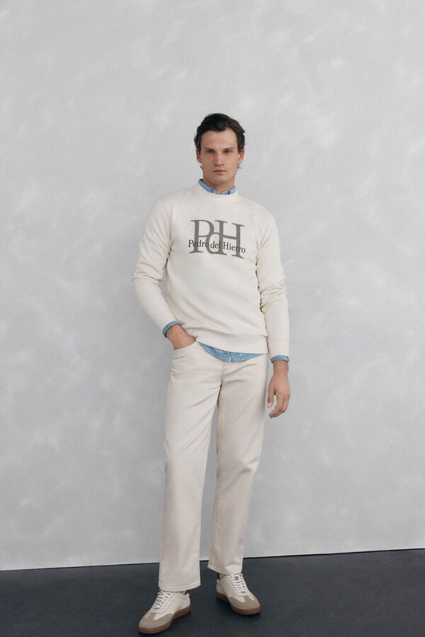 Pedro del Hierro Sweatshirt logo gola caixa Beige