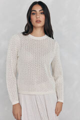 Pedro del Hierro malha de malha com cristais extravagantes Beige