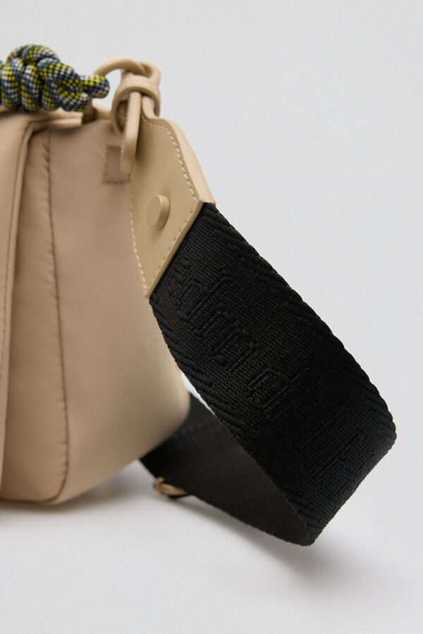 Pedro del Hierro Nylon shoulder bag with new logo volume Beige