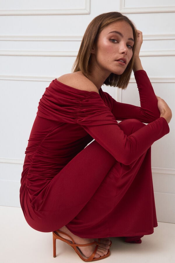 TFP by Tamara Falc&oacute; Draped asymmetric dress Red